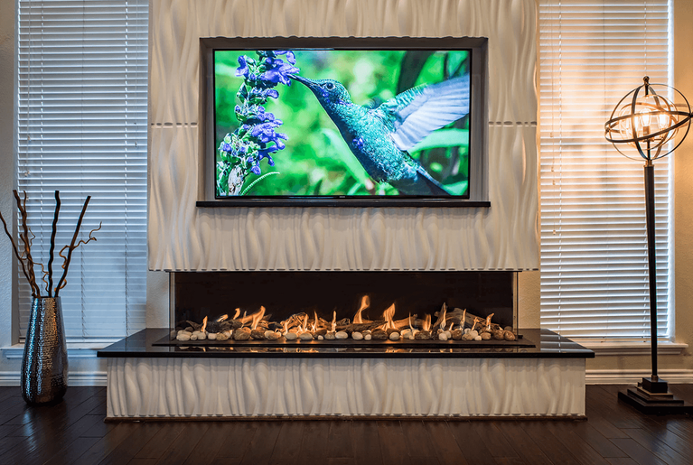 Luxury Gas Fireplace with TV above it